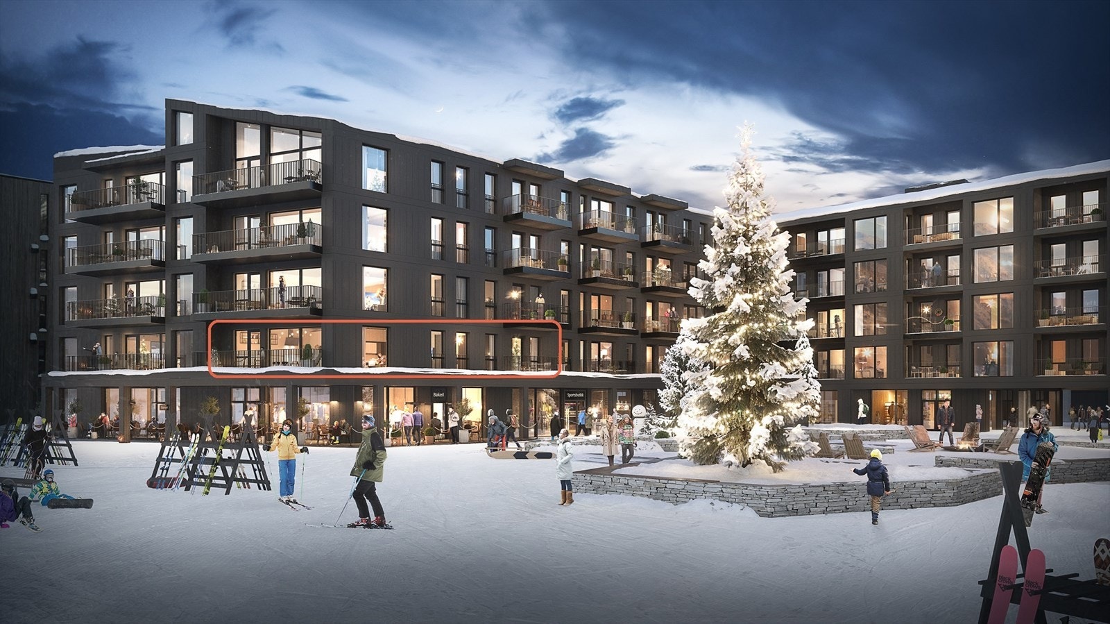 Fjellandsbyen B207 har utsikt mot skianlegget og 2 terrasser. Galleribilde