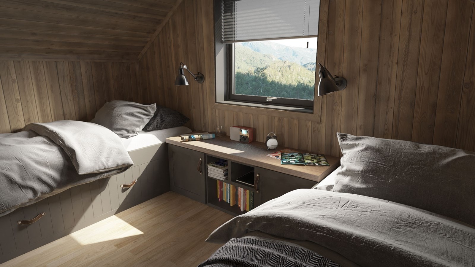 3D skisse av hytta Galleribilde