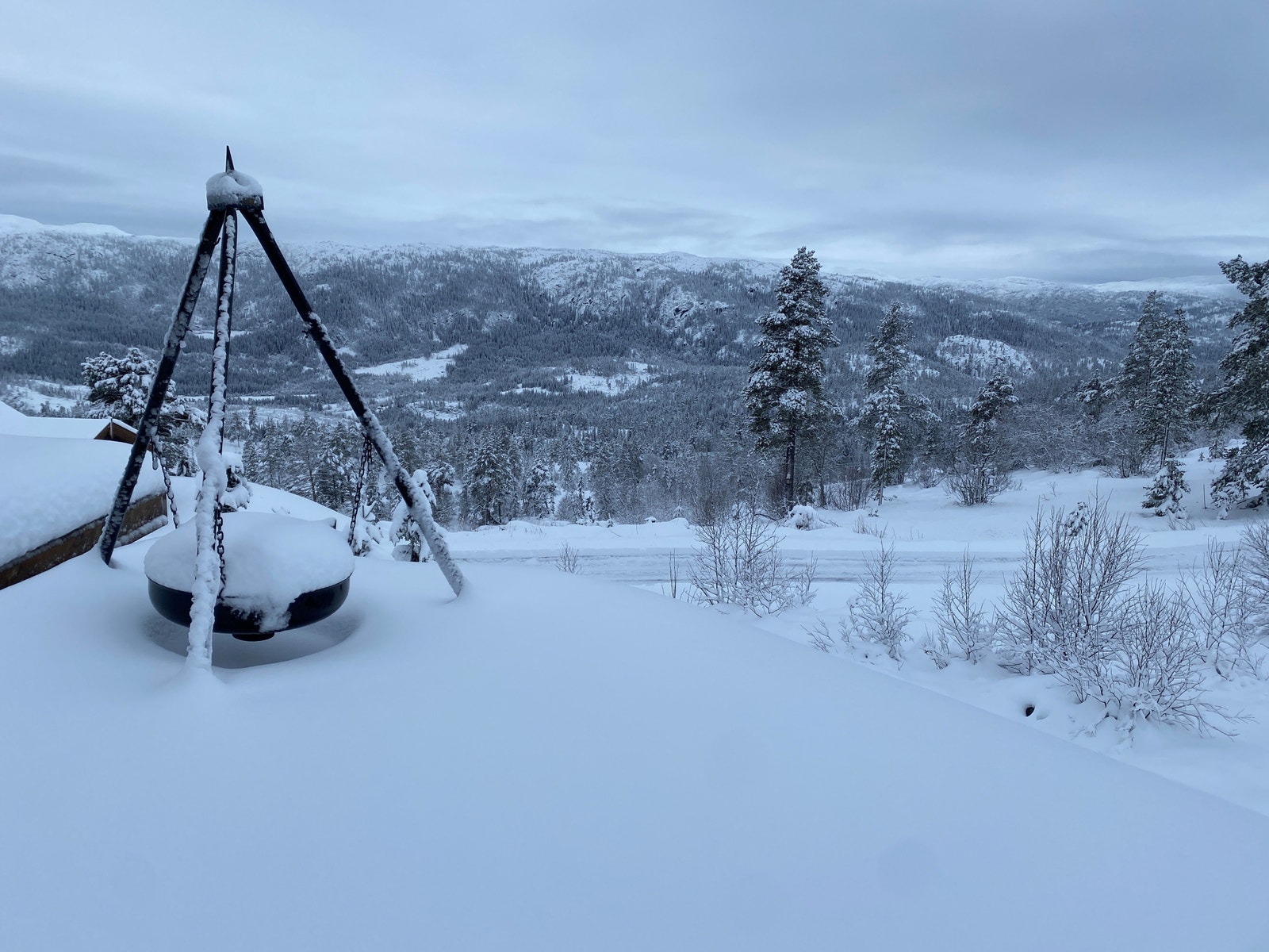 Utsikt i fra tomteområdet, tomt ligger på samme høydekurve Galleribilde