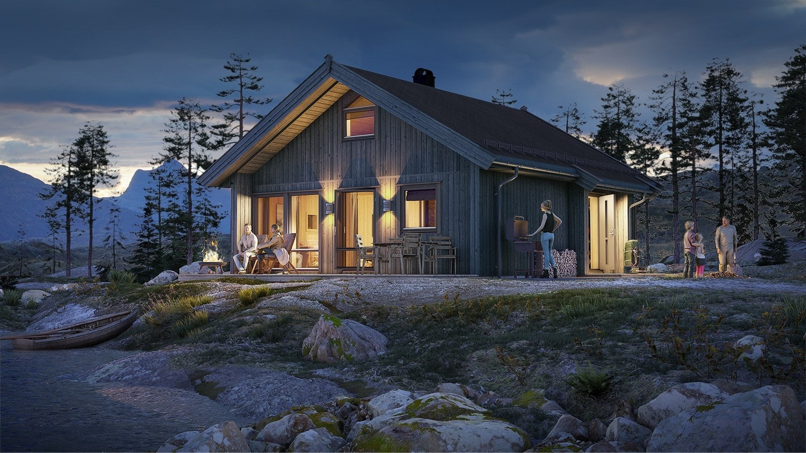 3D skisse av hytta Galleribilde