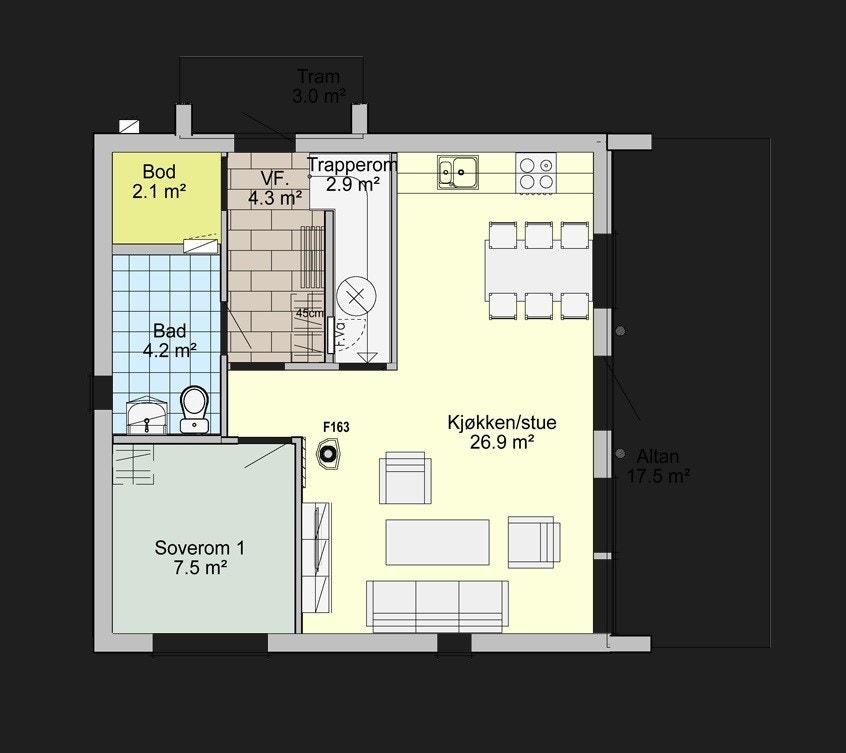 Planløsning 1. etg Galleribilde