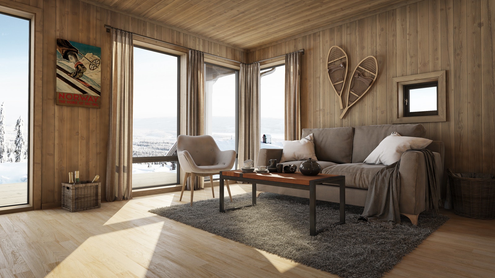 3D skisse av hytta Galleribilde