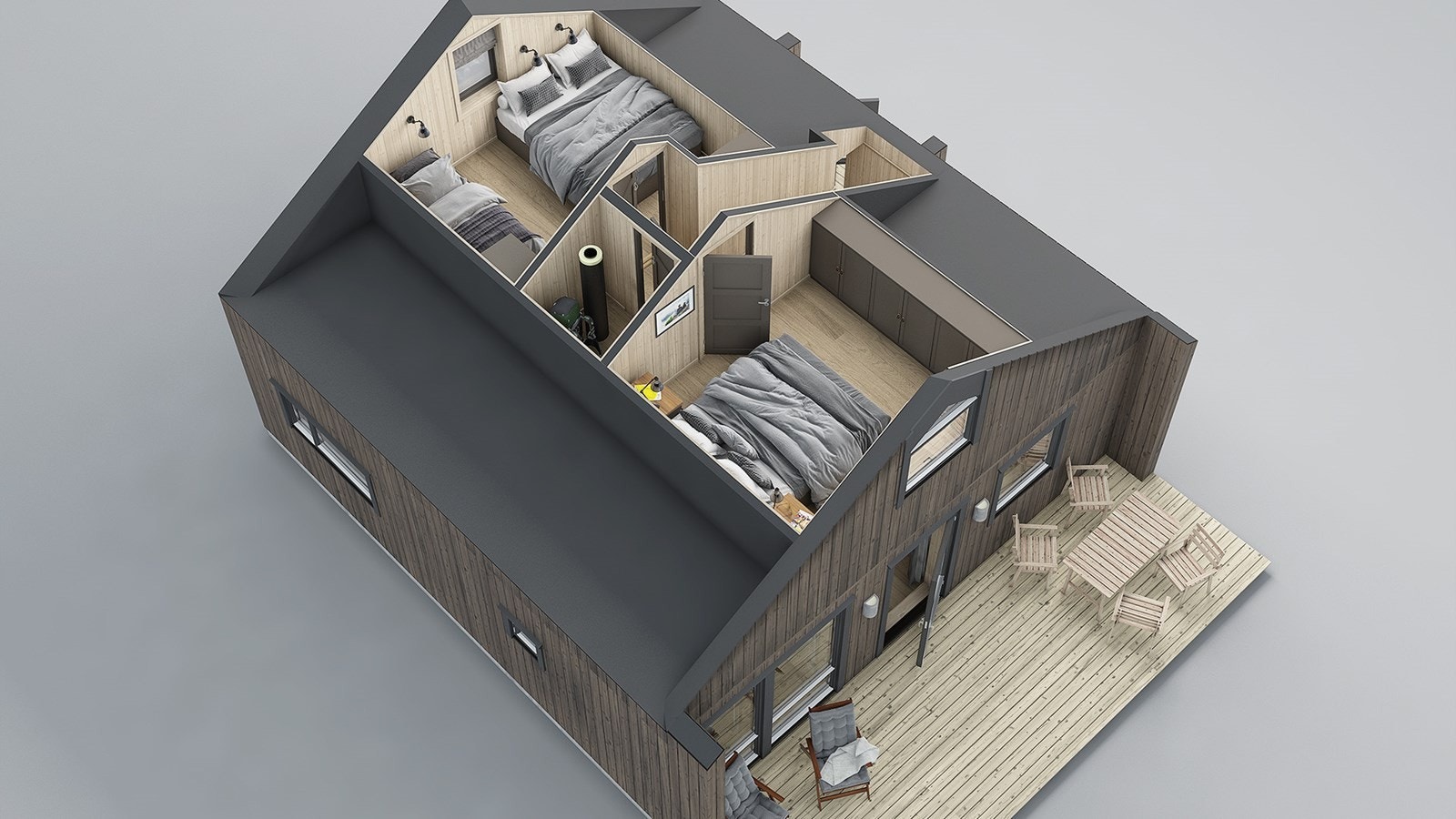 3D skisse av hytta Galleribilde