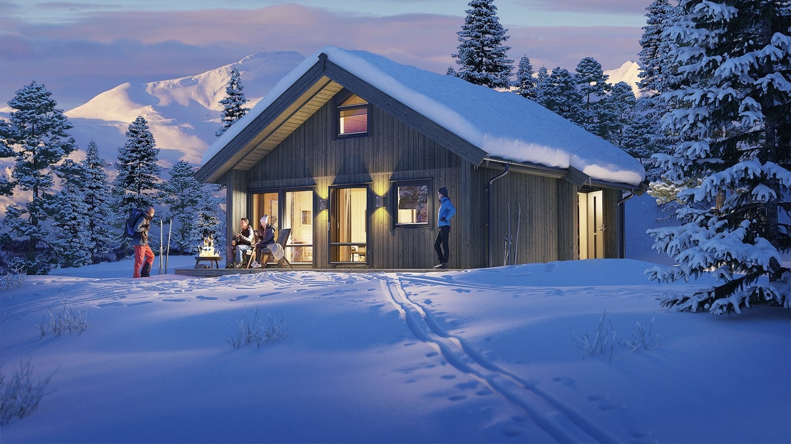 3D skisse av hytta Galleribilde