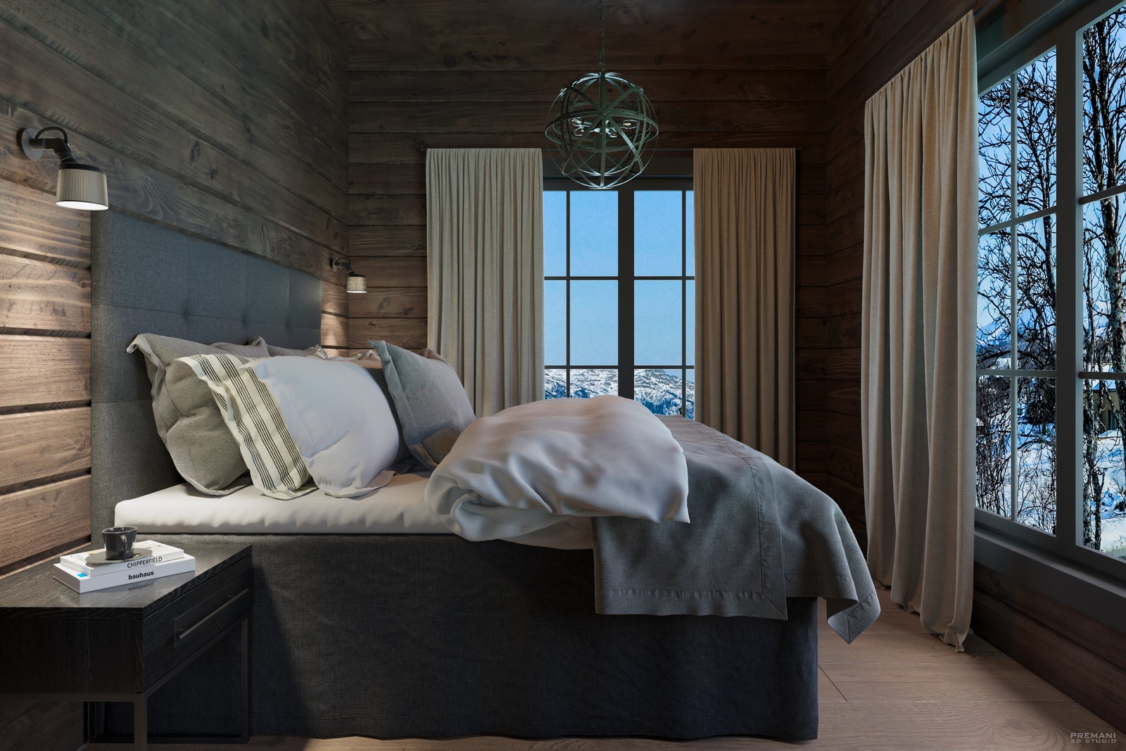 Hoved-soverom med eget bad. To vinduer for gjennomgående lys.Modell Uvdal fra Kvalitetshytter AS Galleribilde