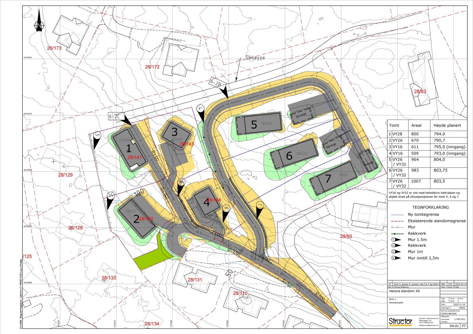 Situasjonsplan Sæterberget 2 med forslag til hyttemodeller Galleribilde