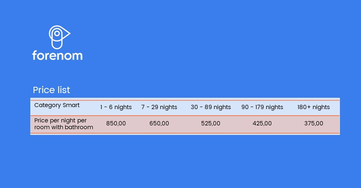 Price list, individual prices can be set when multiple rooms are needed Galleribilde