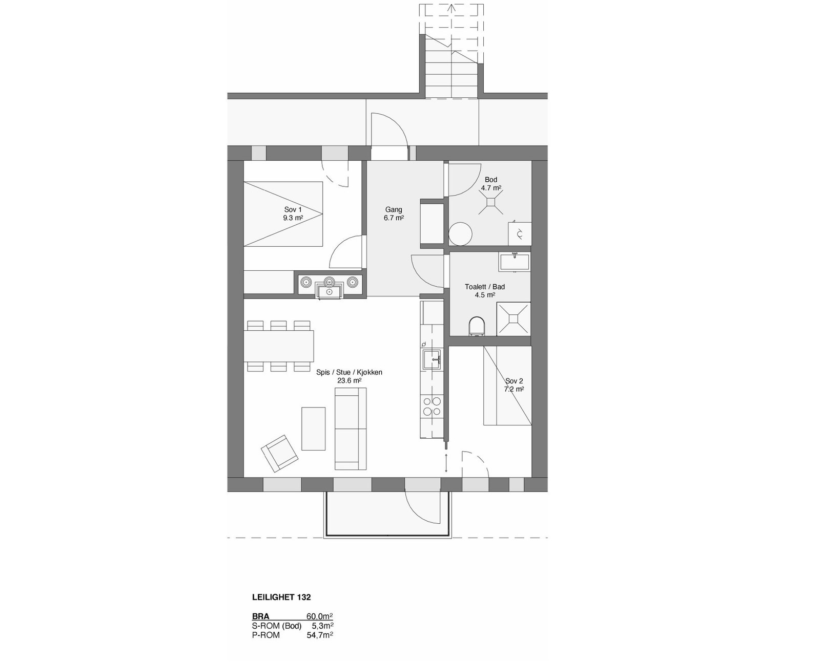 Plantegning leilighet 132, 3.etg. Galleribilde