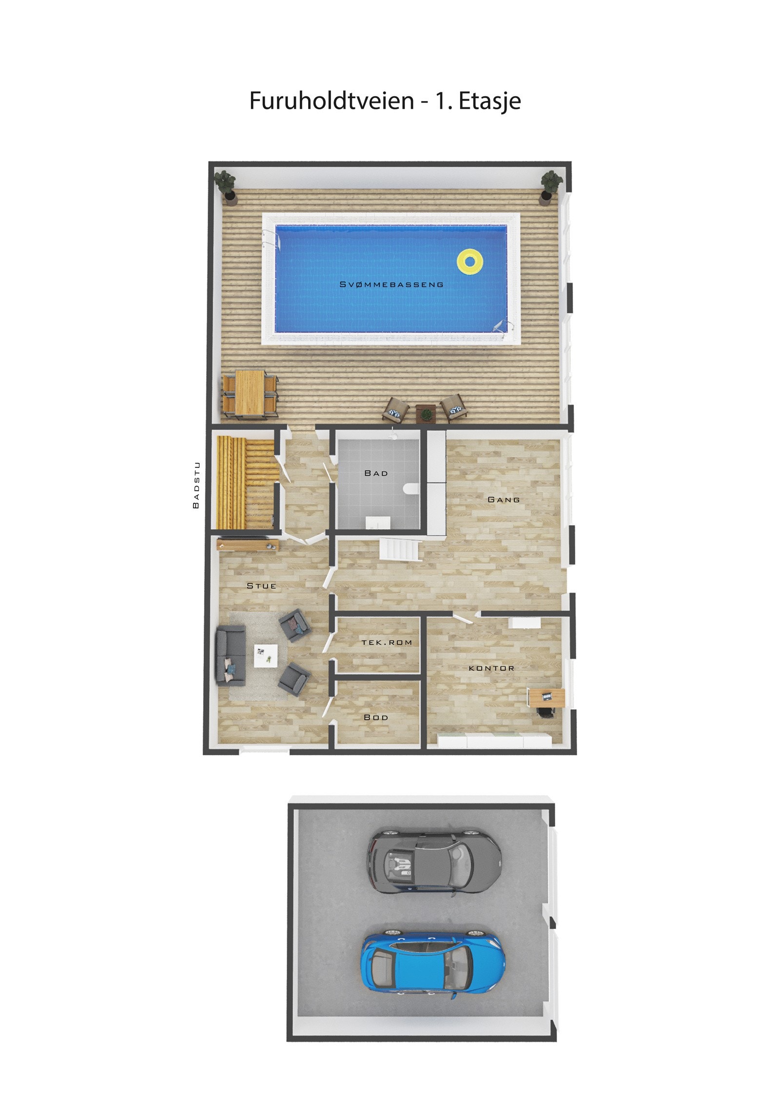 Planskisse første etasje. Ikke målholdig. Detaljer kan avvike. Galleribilde