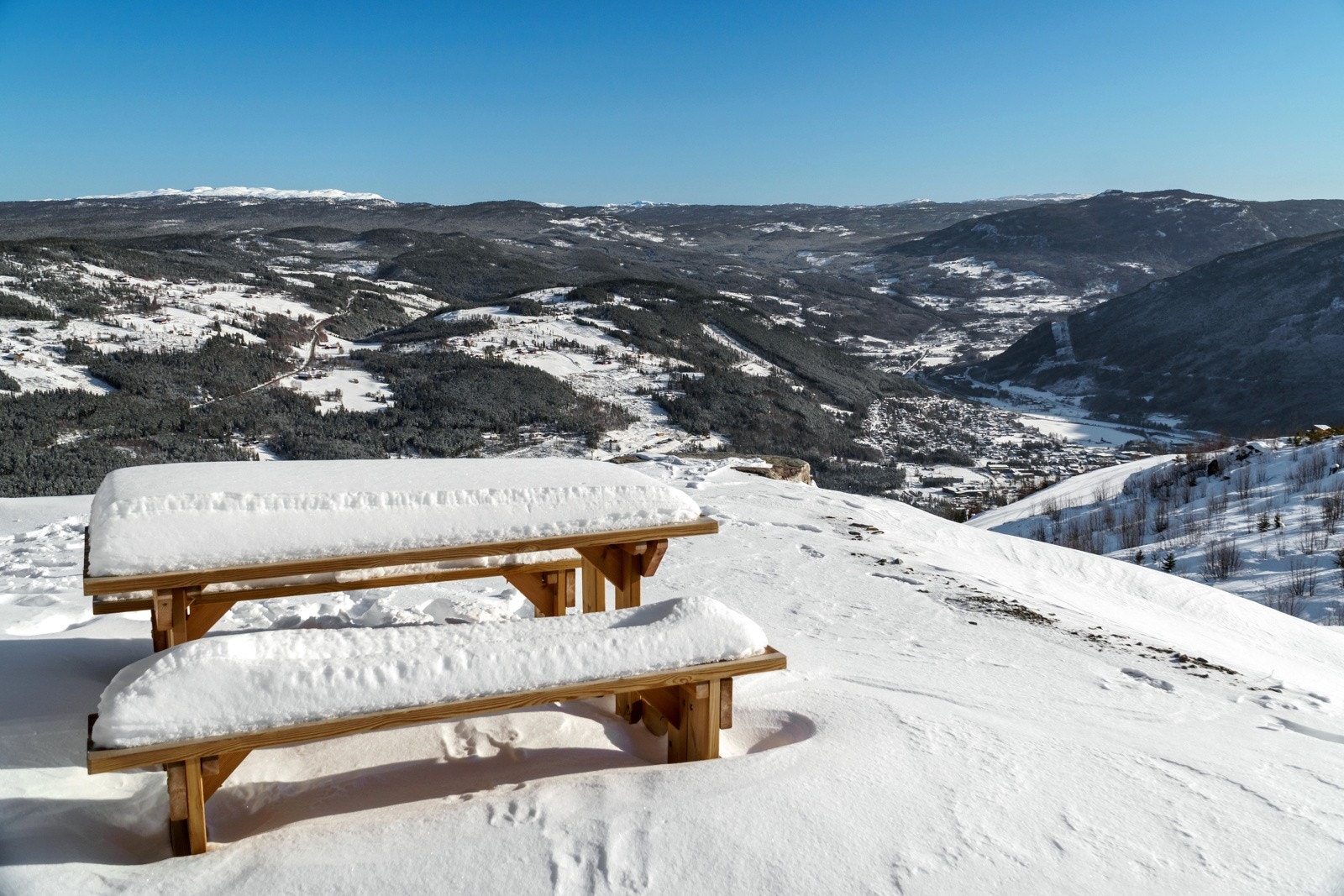 På toppen av alpinbakken Galleribilde
