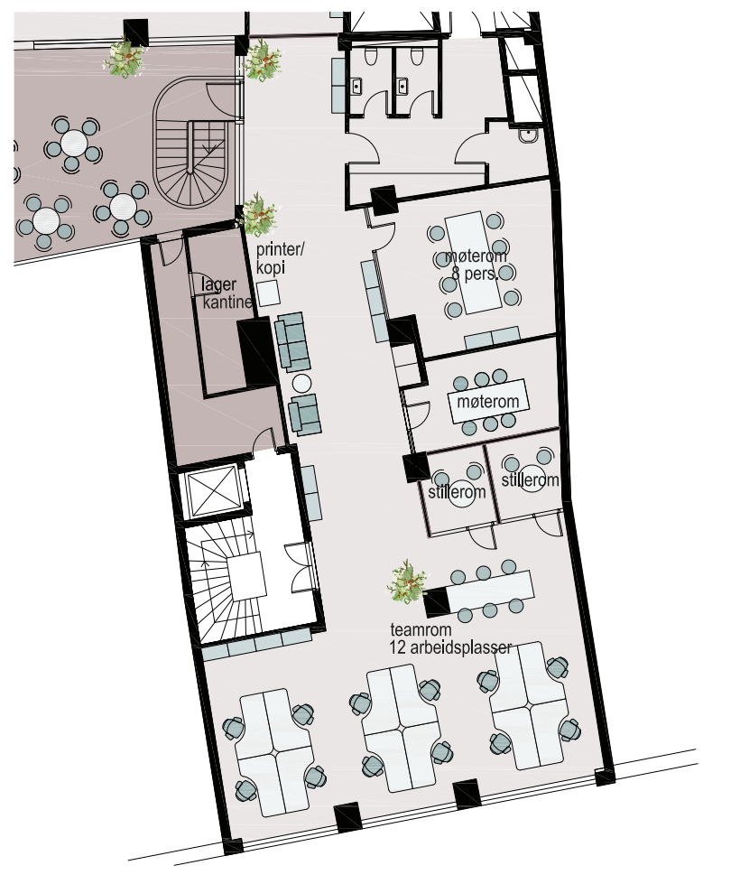 Møbleringsplan 3. etasje Galleribilde