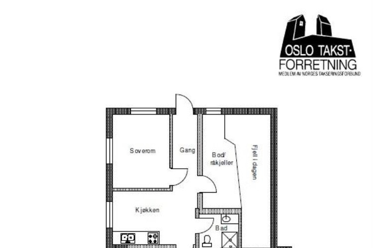 Planløsning hybel med bod Galleribilde