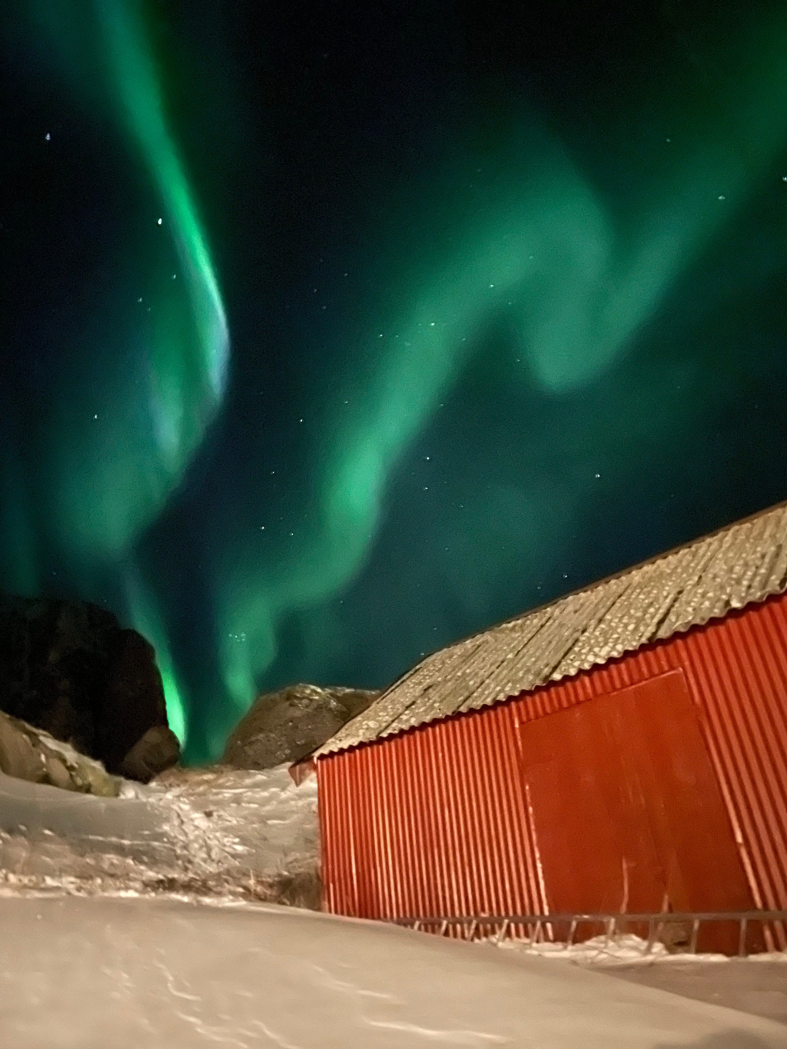 Nordlys over det lille fjøset Galleribilde