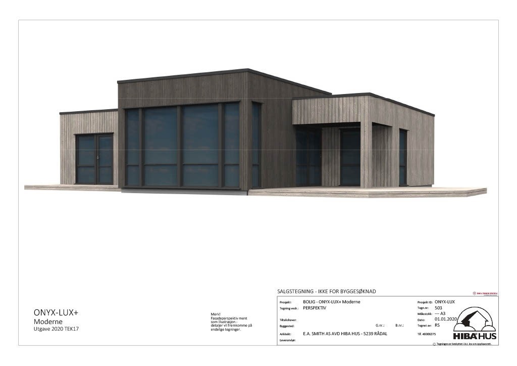 Illustrasjon eneboliger 4A og 4B fasade Galleribilde