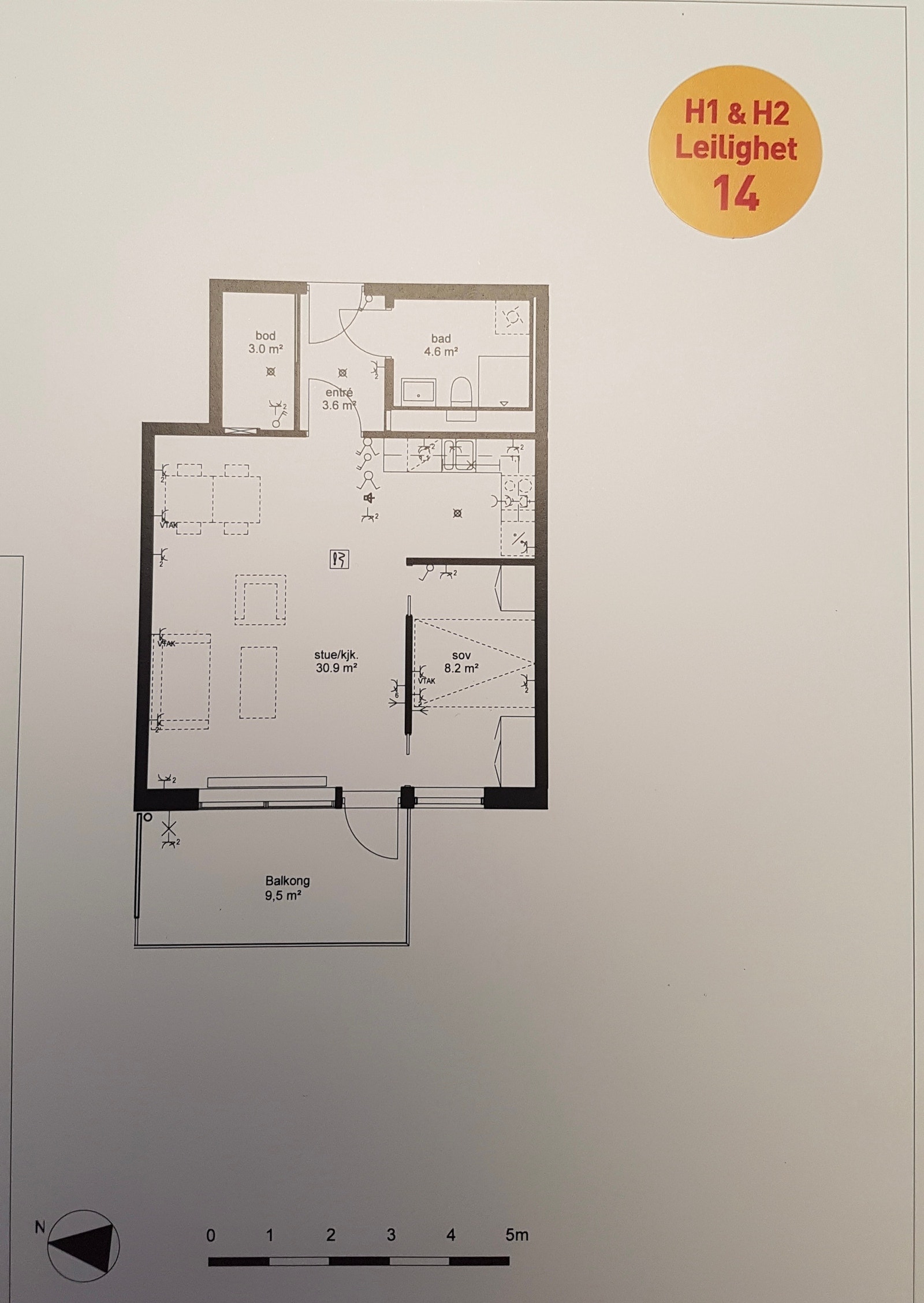 Plantegning over leiligheten Galleribilde