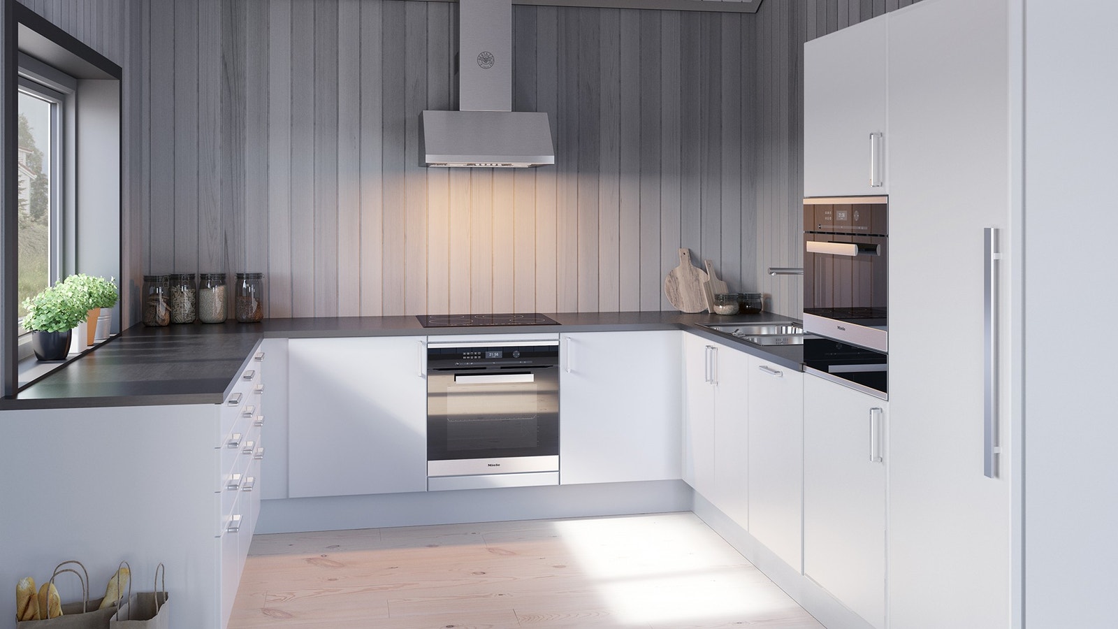 Kjøkken i Blomsterenga - illustrasjon, avvik vil forekomme. Galleribilde