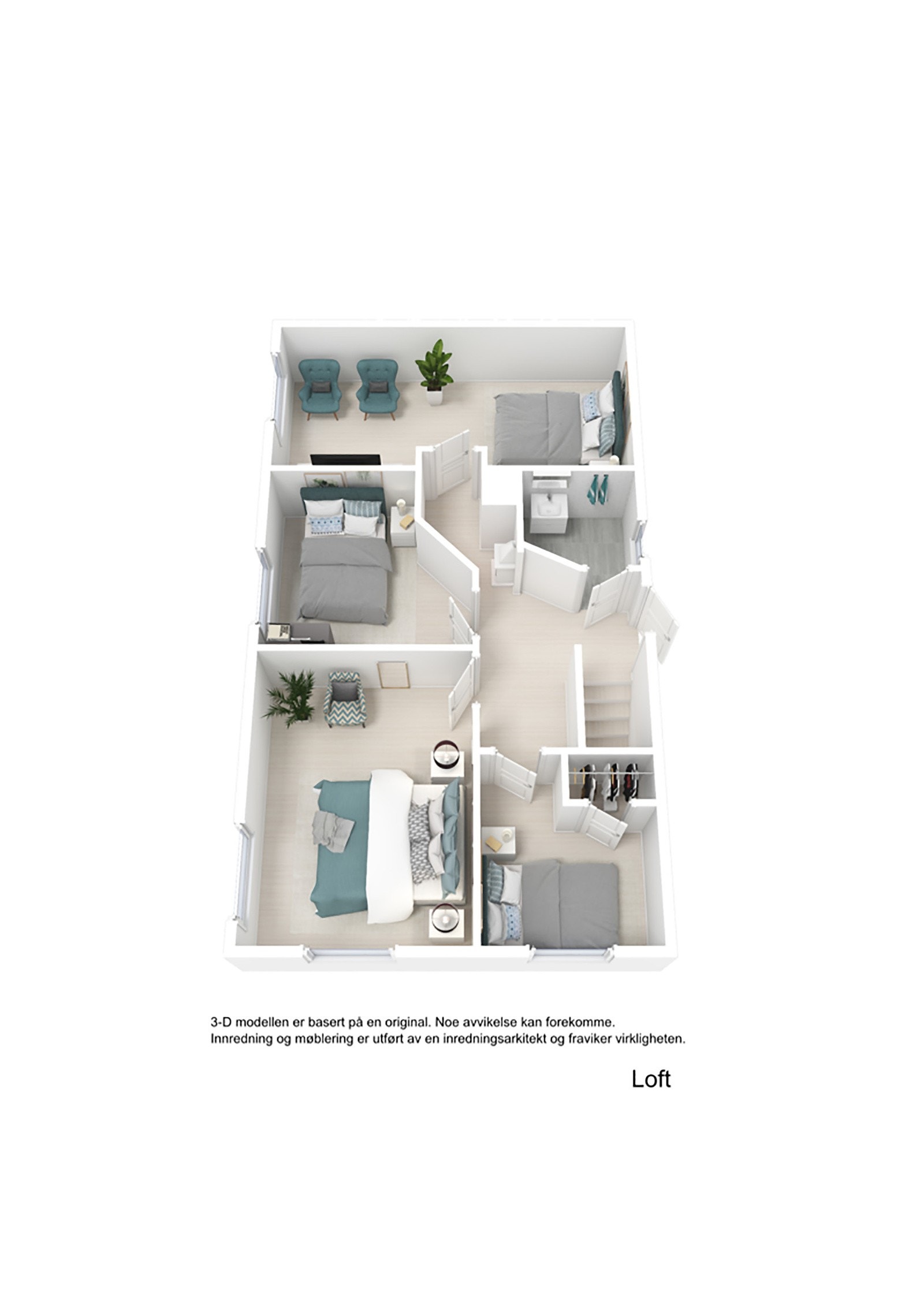 Plantegning loft 3D Galleribilde