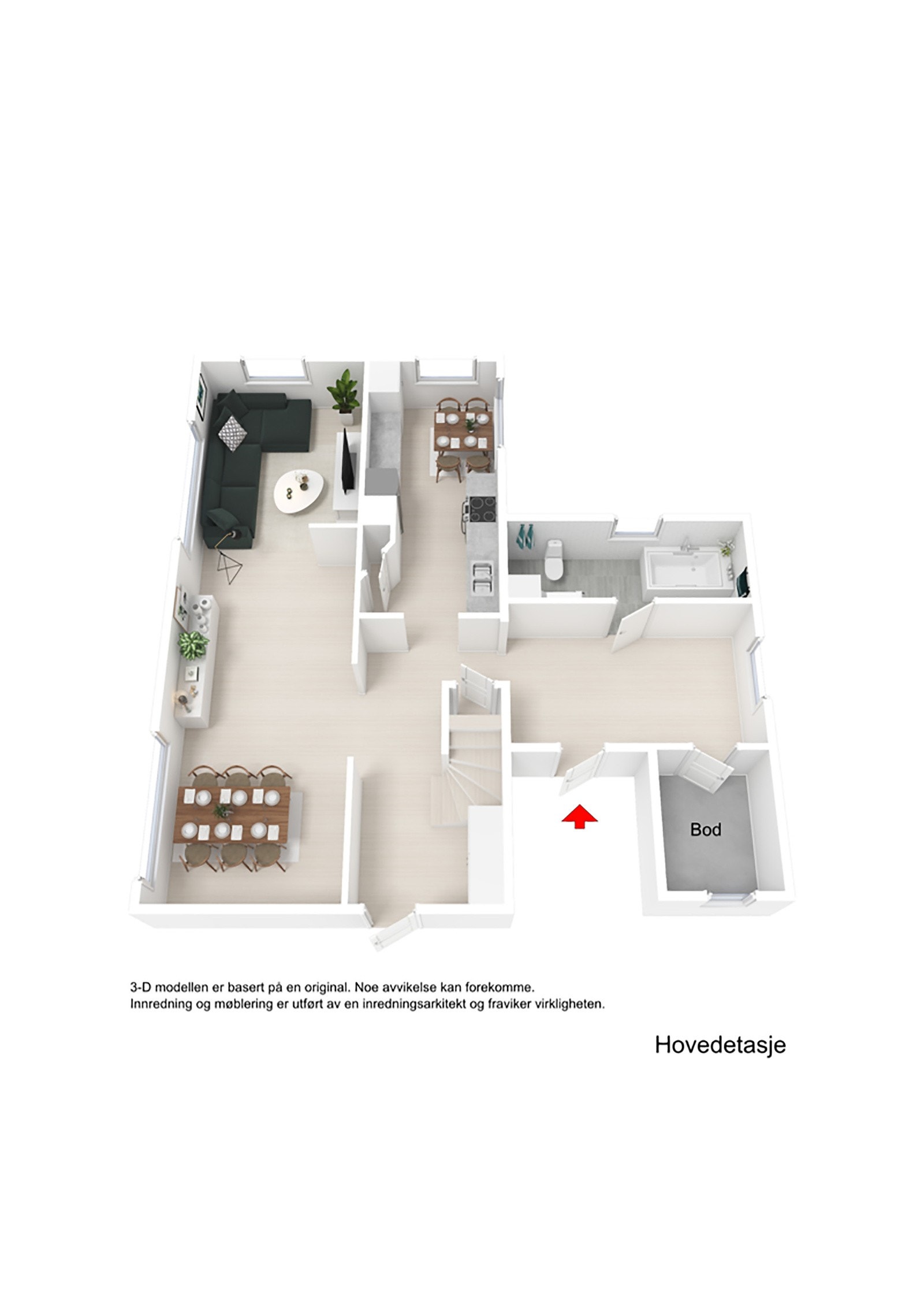 Plantegning Hovedetasje 3D Galleribilde