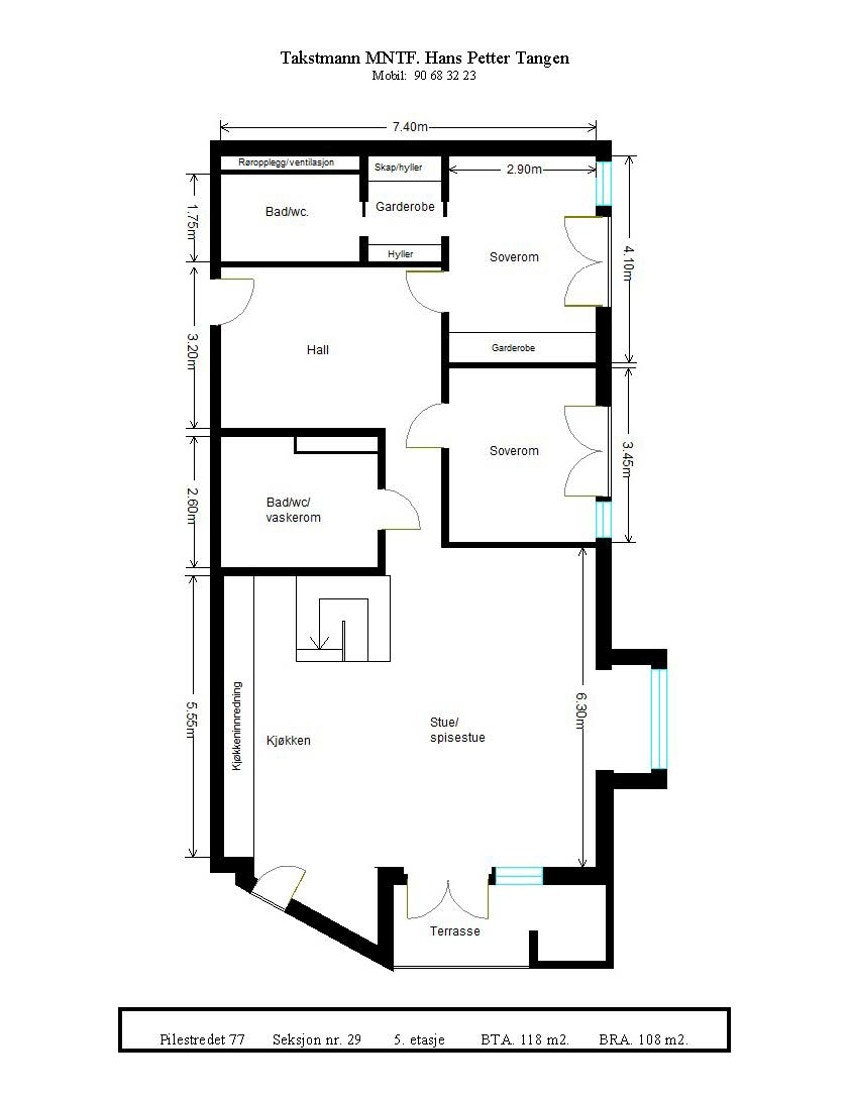 Plantegning - Piletsredet 77 Galleribilde