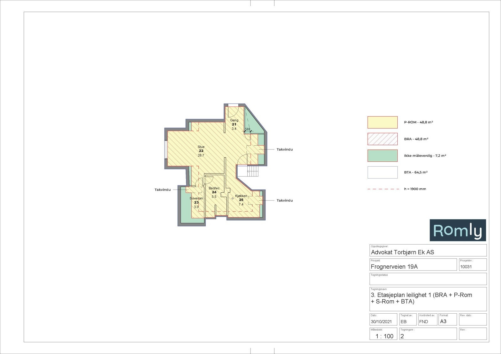 Plan 3. etasje boenhet øst Galleribilde