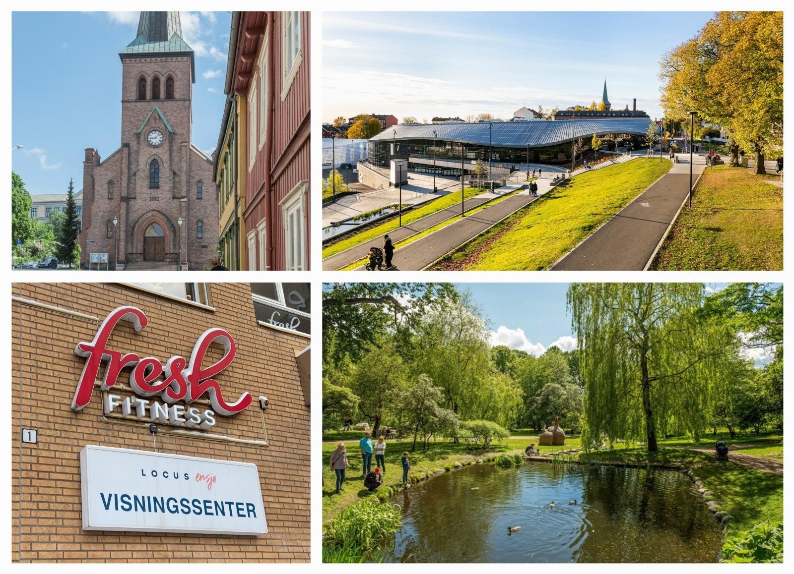 Nærområde: Kampen kirke, Nye Jordal Amfi, Fresh Fitness Ensjø og Botanisk hage Galleribilde