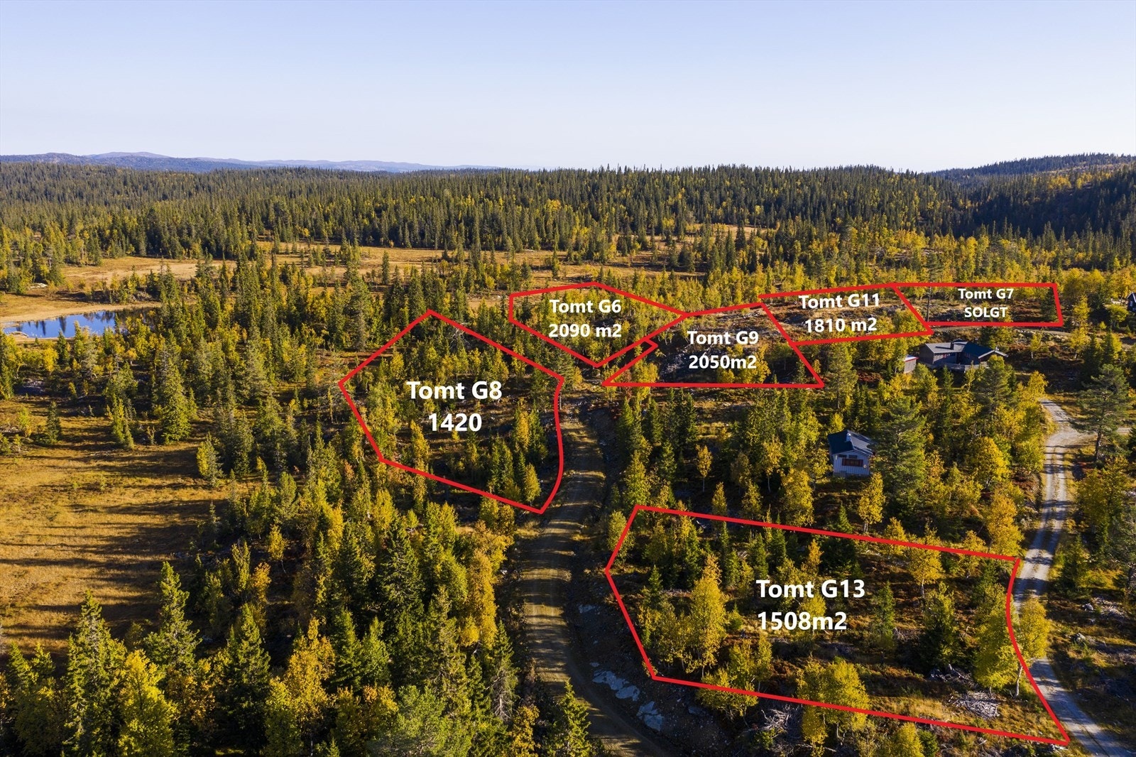 Grensene er unøyaktig, men gir et innblikk i hvor tomtene ligger. Galleribilde