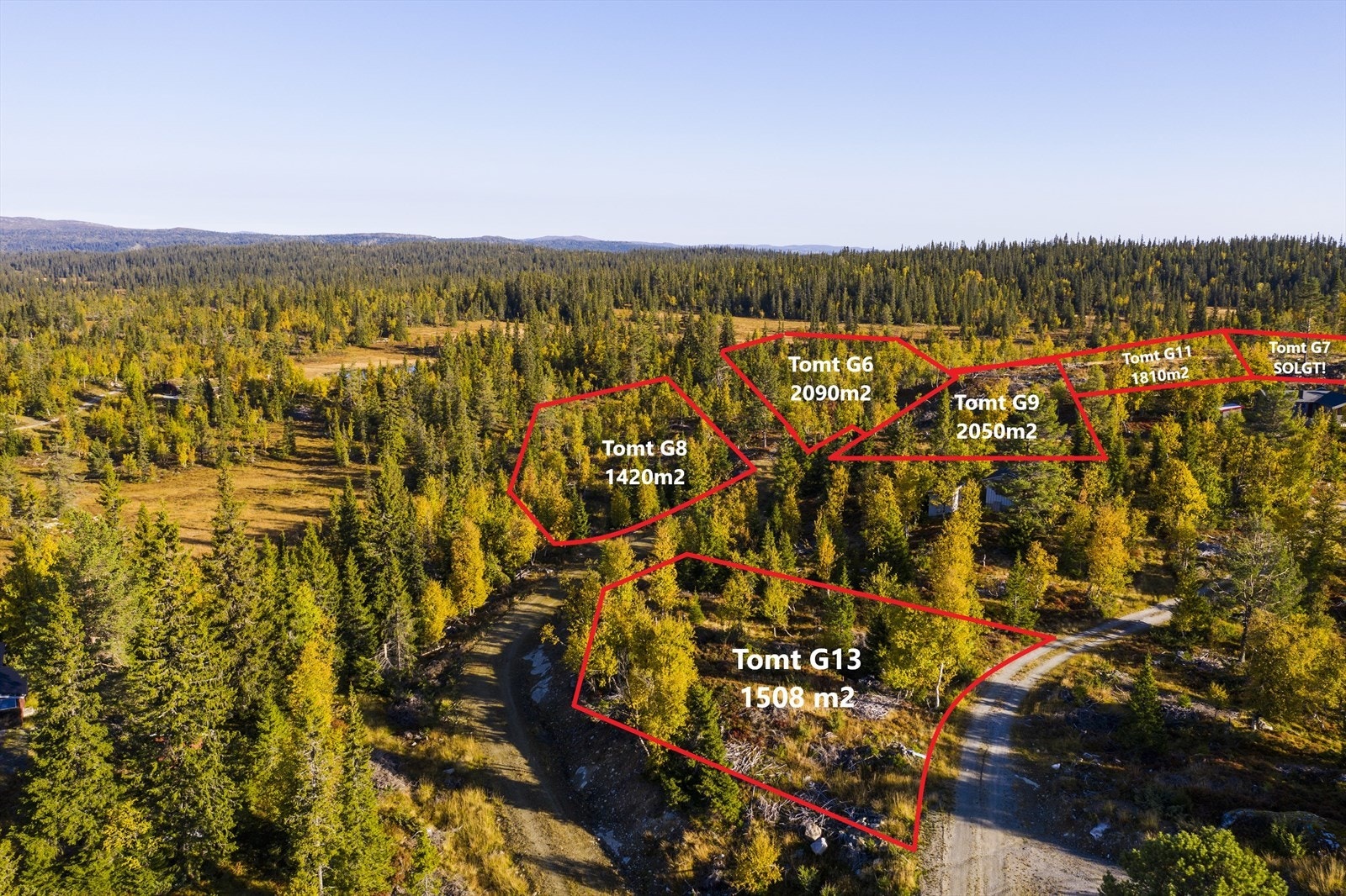 Grensene er unøyaktig, men gir et innblikk i hvor tomtene ligger. Galleribilde