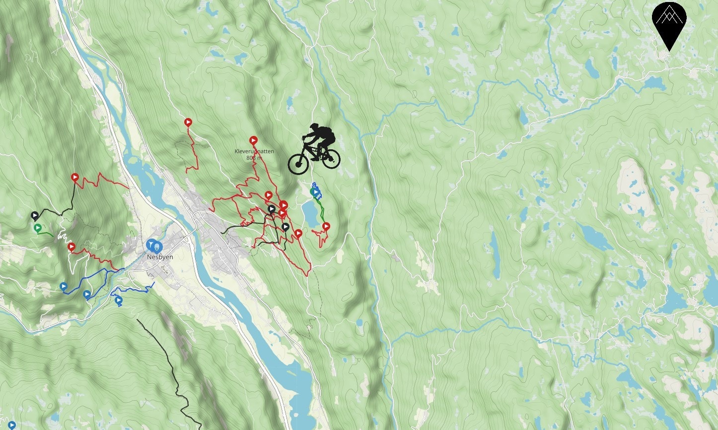 Kart over sykkelstier i nærheten av tomtefeltet. Galleribilde