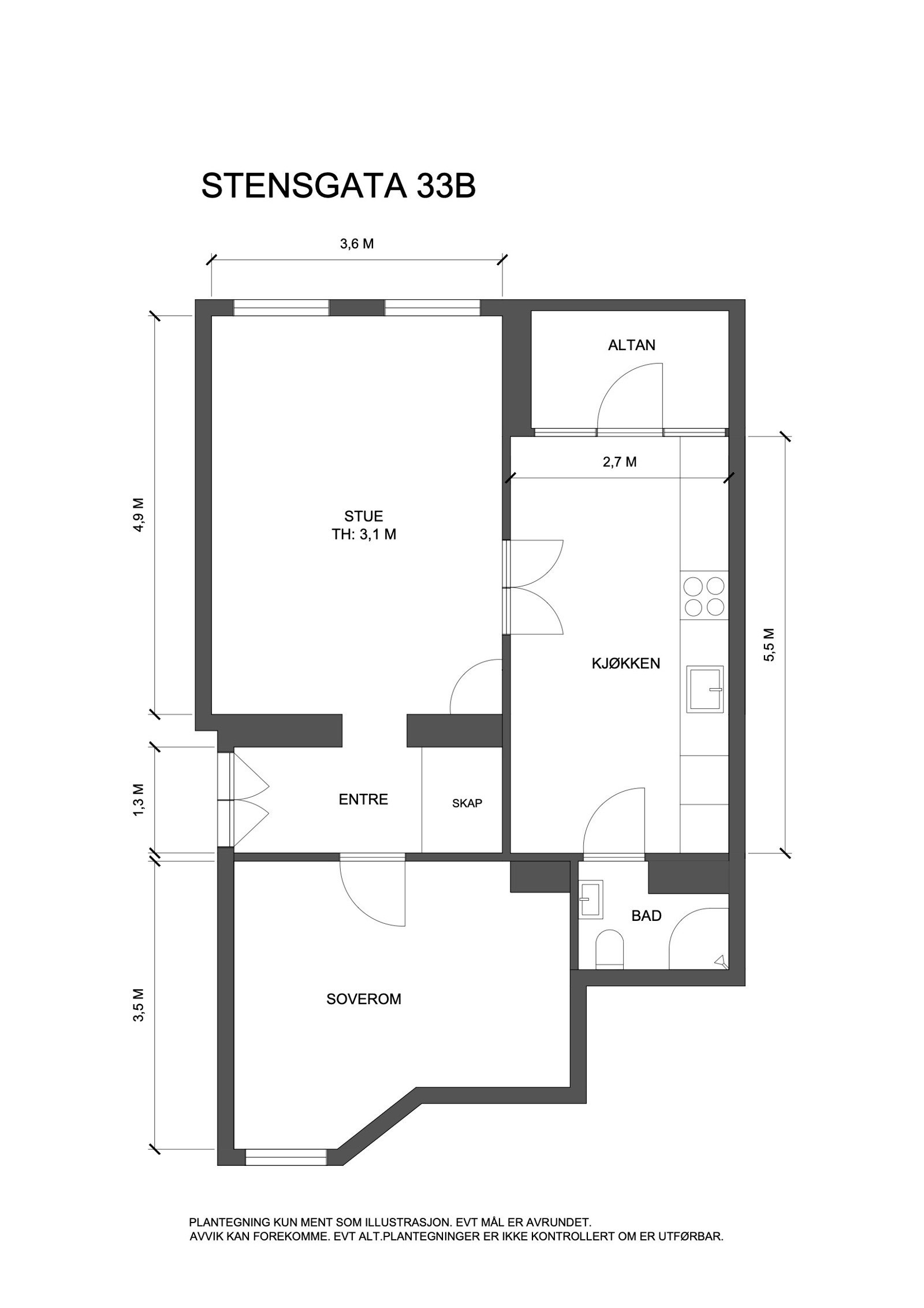 Plantegning - Stensgata 33B. Galleribilde