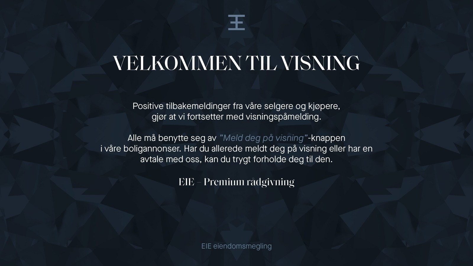 Velkommen til visning. Galleribilde