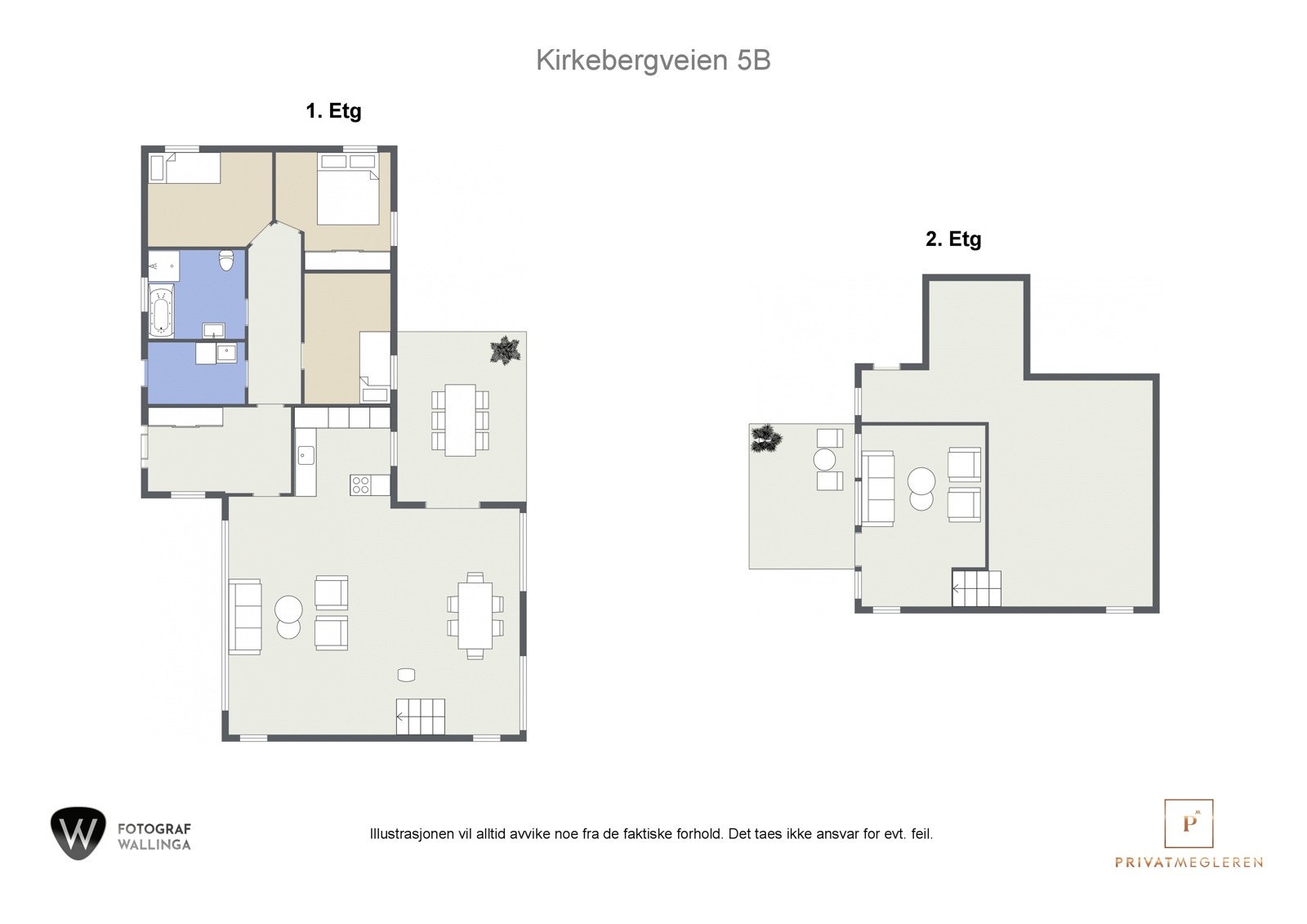 Plantegning begge etasjer. Galleribilde