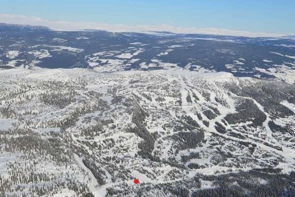 Tomt markert på dronebilde Galleribilde