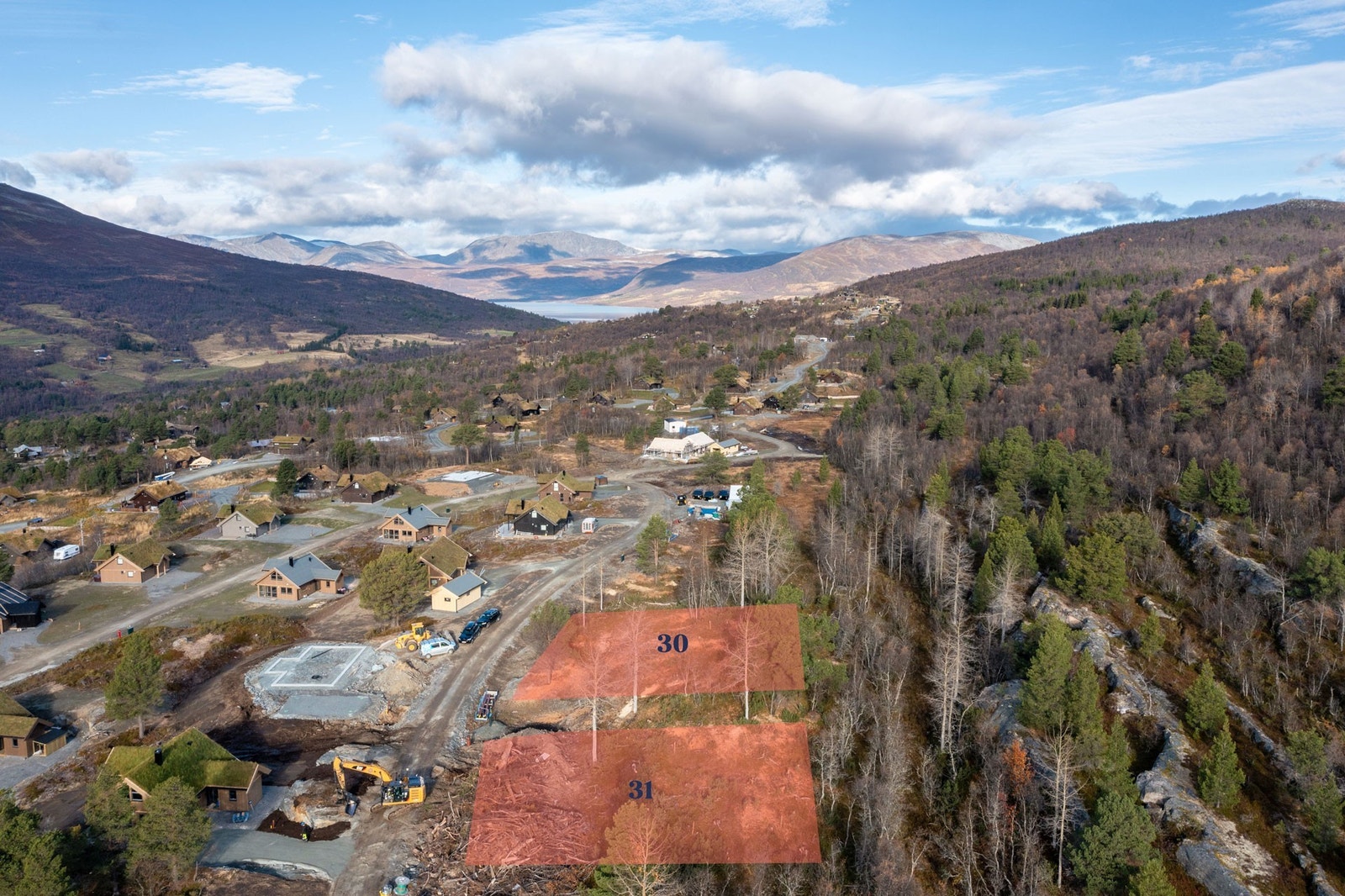 Oversiktsbilde der tomt 31 er markert Galleribilde