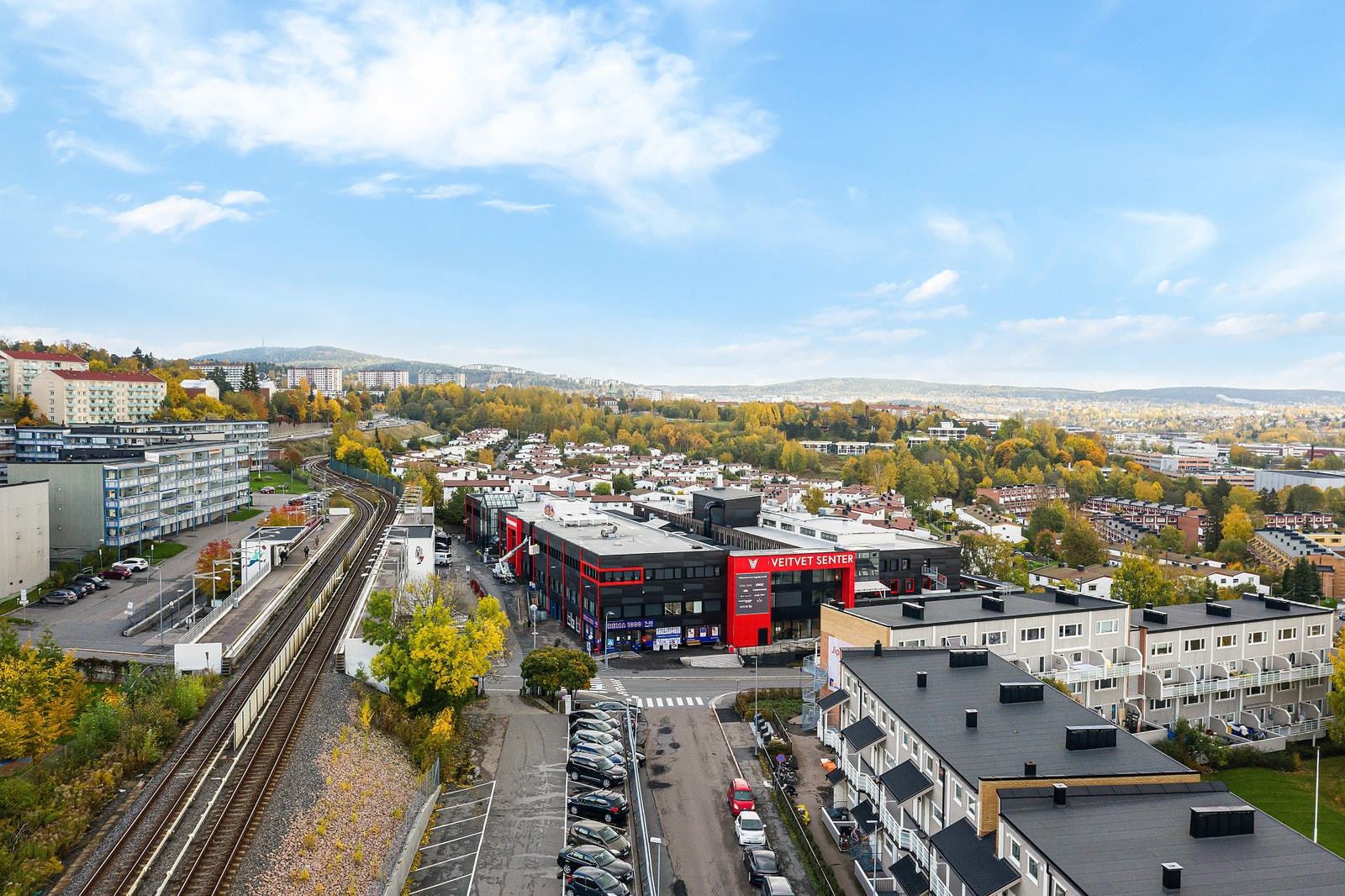 Oversiktsbilde - senteret ligger rett ved T-banen Galleribilde