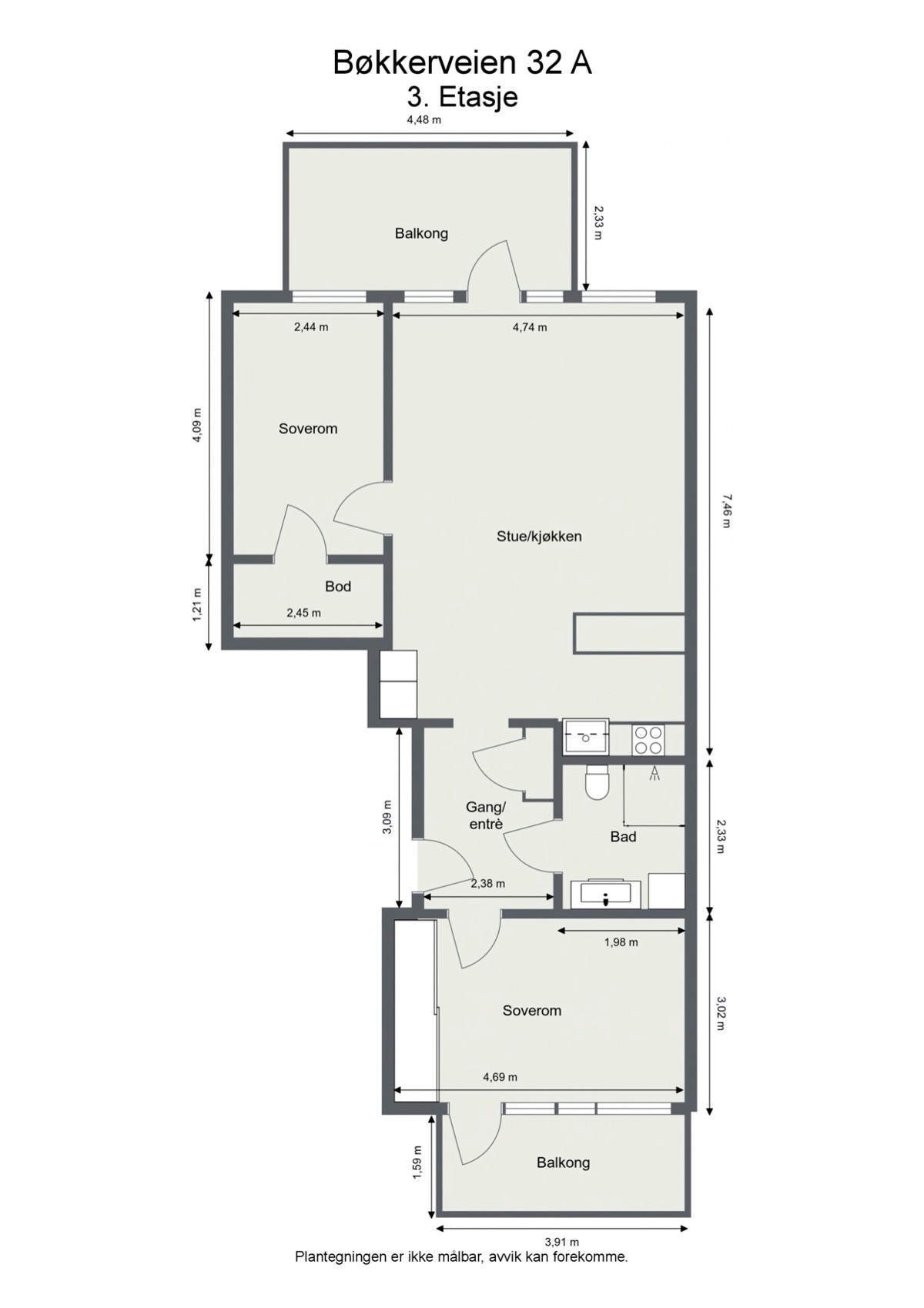 Plantegning- Bøkkerveien 32 A Galleribilde