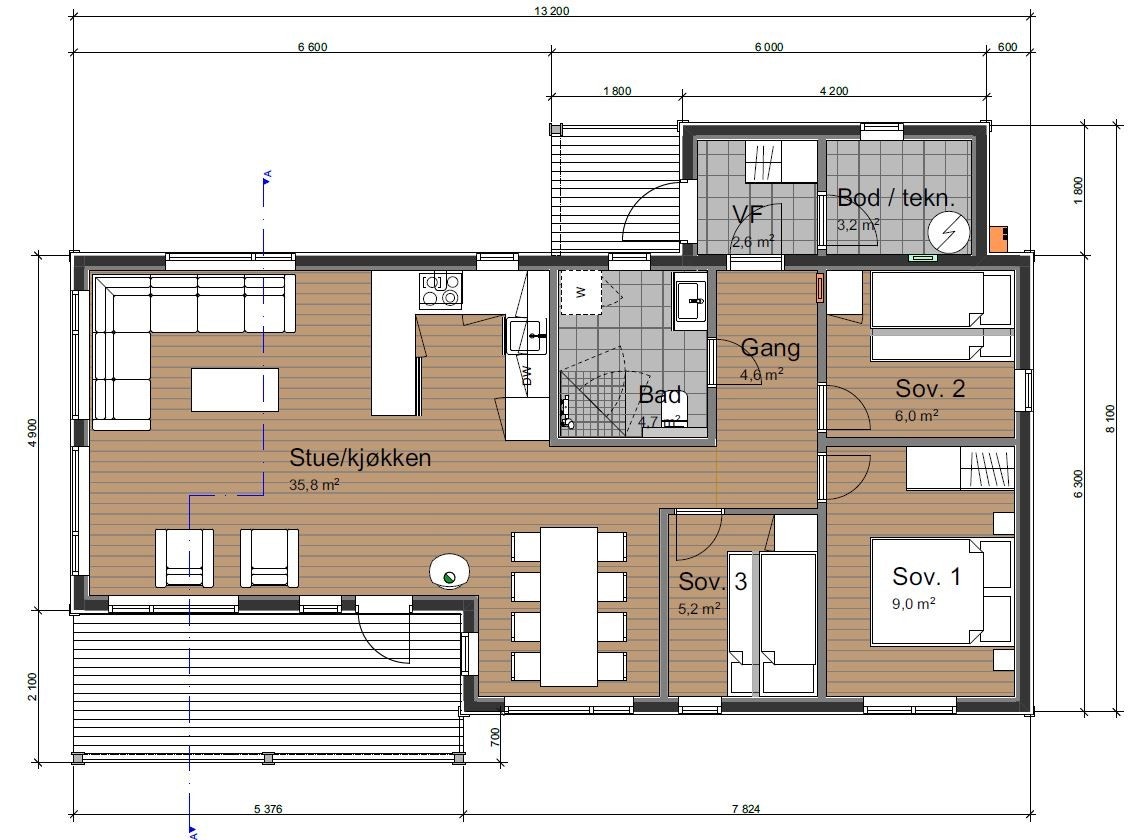 Planløsning - Standard Fjellbrud hytte Galleribilde
