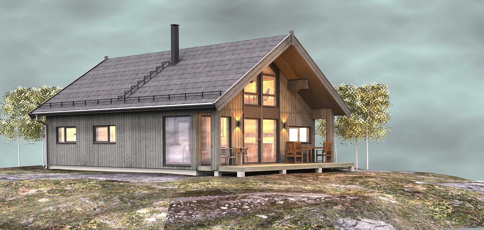3D bilde av hytta Galleribilde