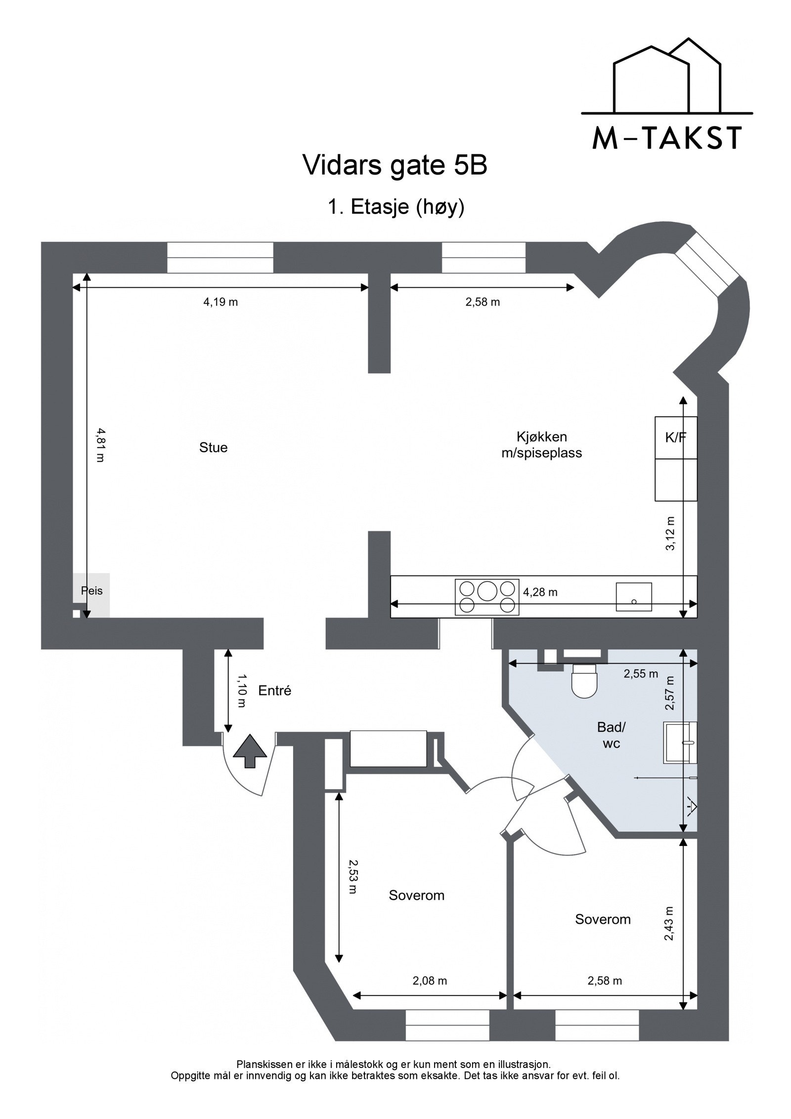 Plantegning for Vidars gate 5B Galleribilde