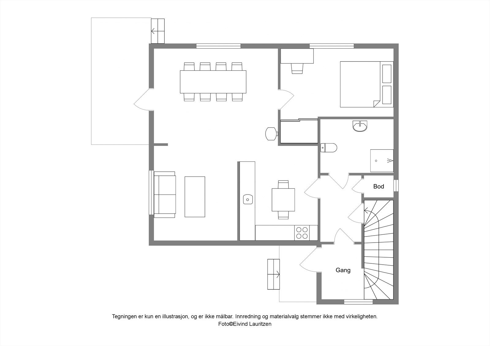 Plantegning 1. etasje - 65 kvm P-rom Galleribilde