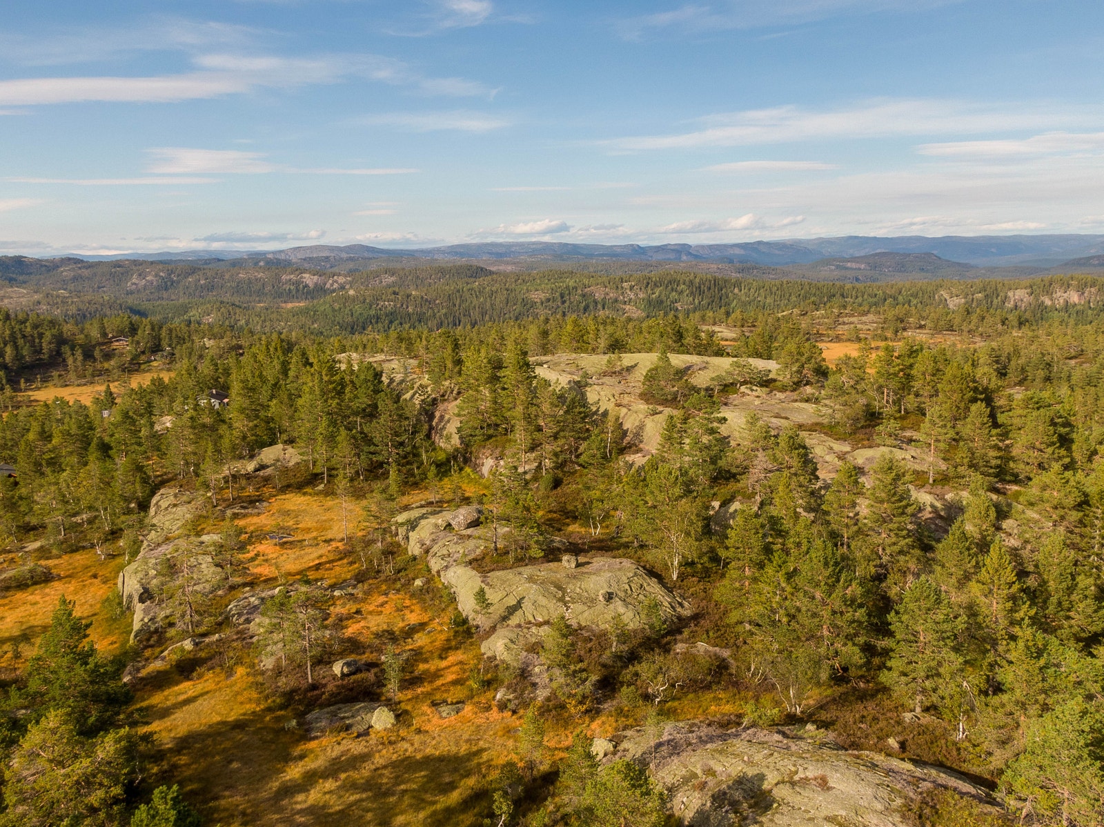 Dronebilde av området. Utsikt til Gaustatoppen i det fjerne Galleribilde