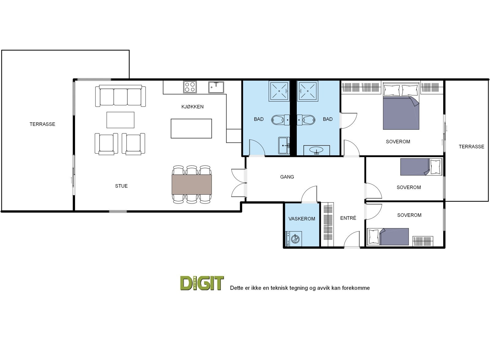 Plantegning, Hans Liens vei 24, 2. Etasje Galleribilde