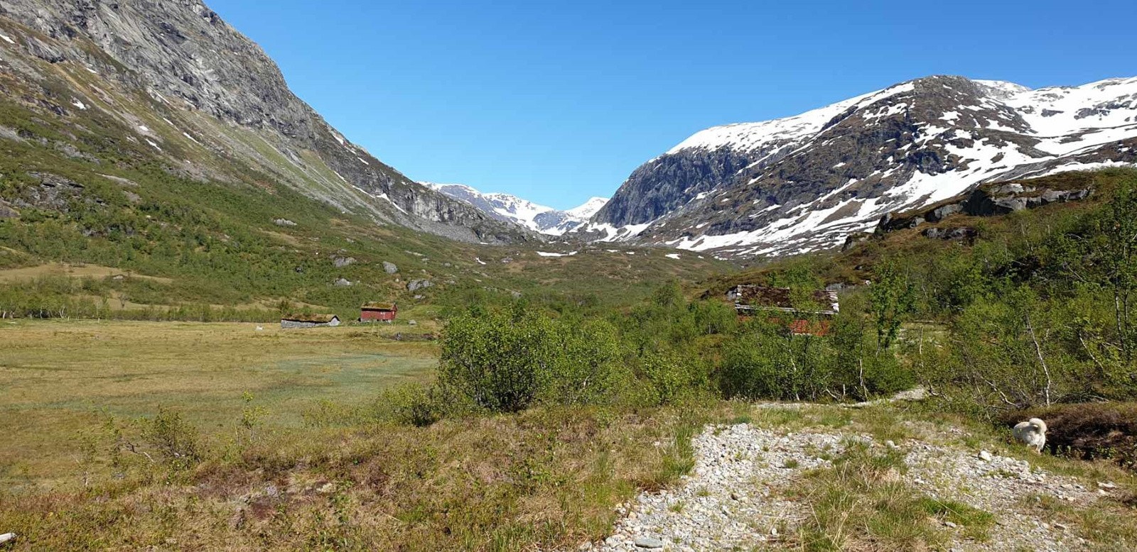 I fjellet øst for gårdstunet følger det med stølshus og naust ved Grøningsstølsvatnet Galleribilde