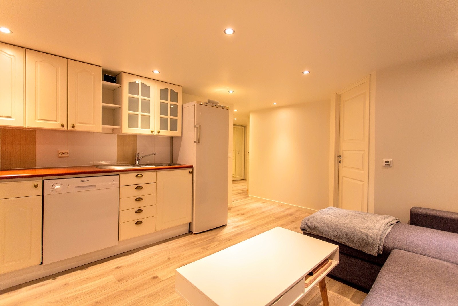 Stue/kjøkken med varmekabler i gulv (utleiedel) Galleribilde