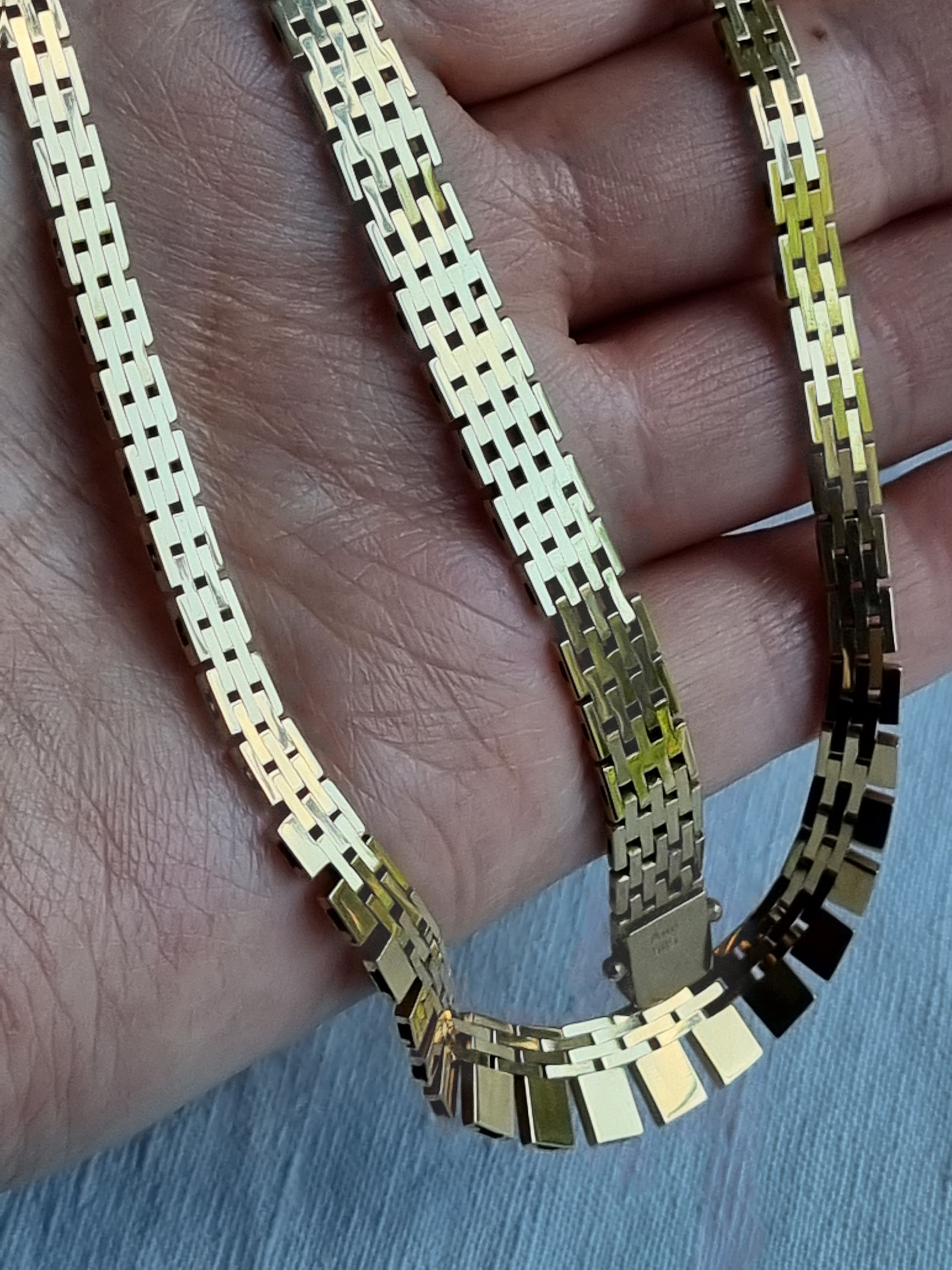 material George Eliot Alabama Mursteins halskjede og armbånd i 585, 14 karat gult gull, 39 cm og 19,5 cm  | FINN.no