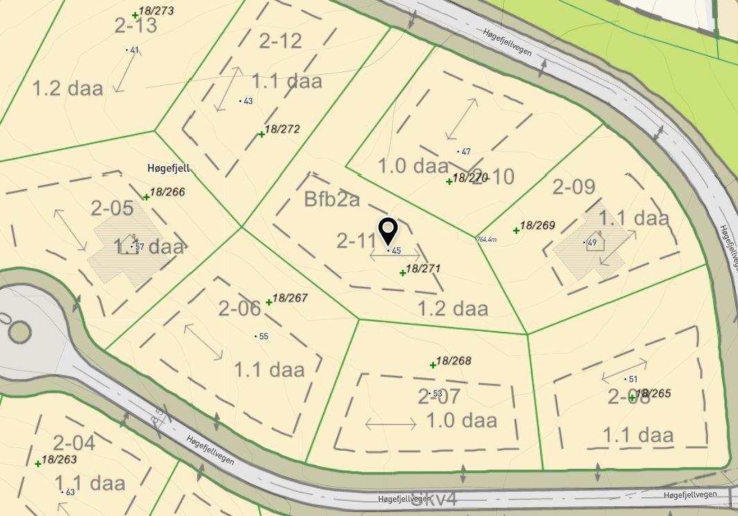 Tomt 2-11 ligger høyest på feltet og har flott utsikt. Galleribilde