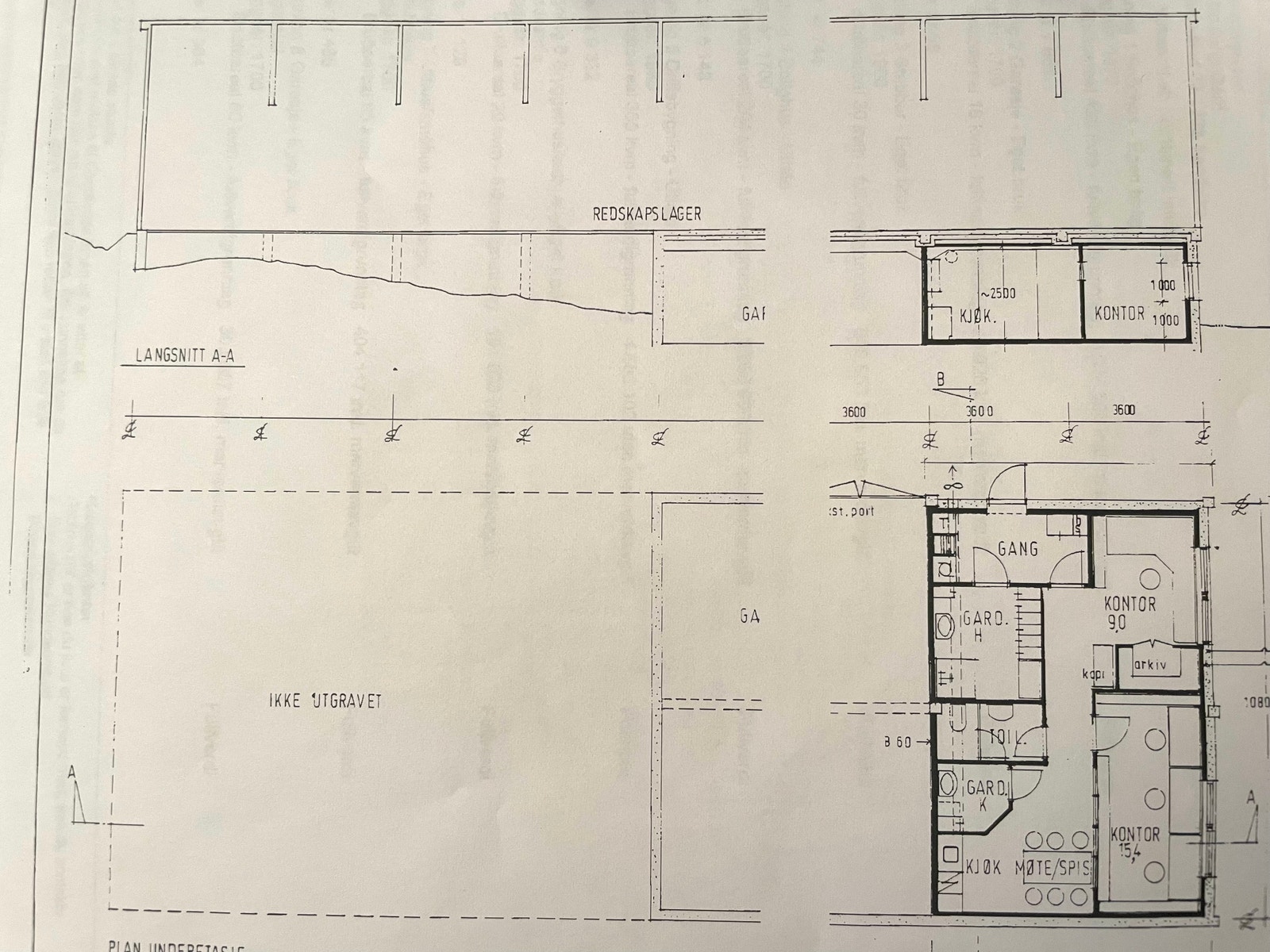 Illustrasjonsskisse over kontorinndeling Galleribilde