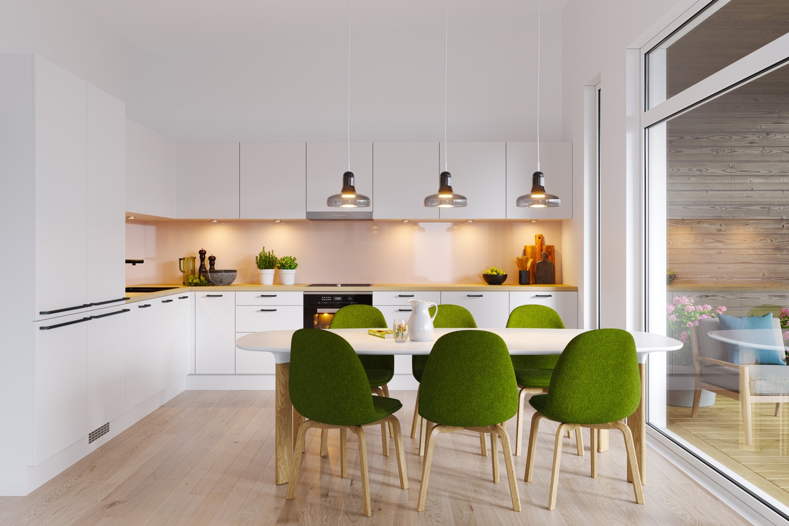 Illustrasjon av kjøkenet i firemannsbustaden Galleribilde