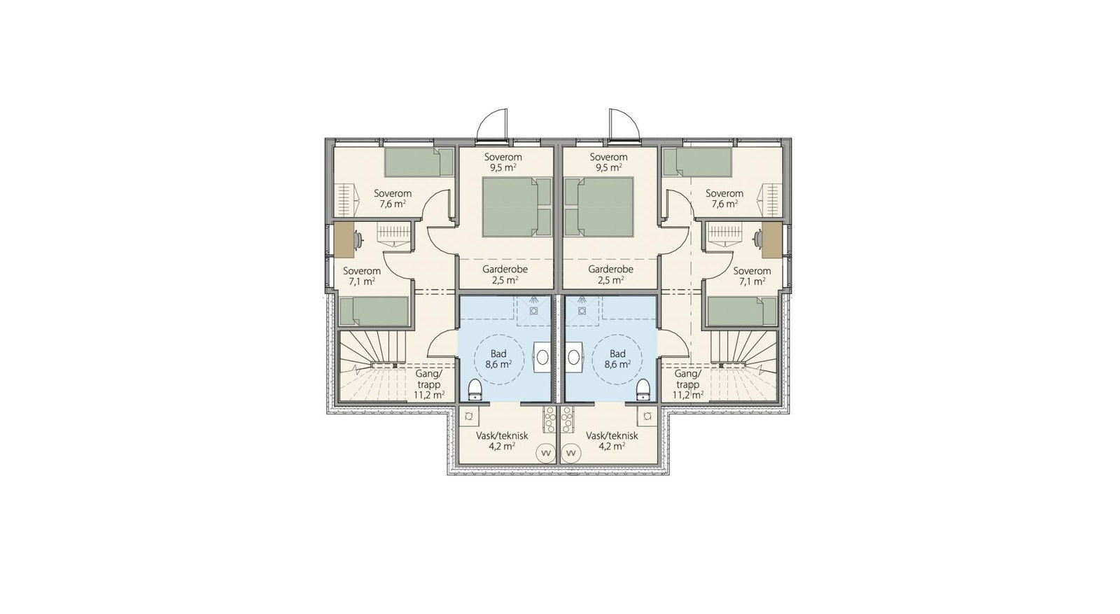Plantegning underetasje - Enhet 1A ligger til høyre. Galleribilde