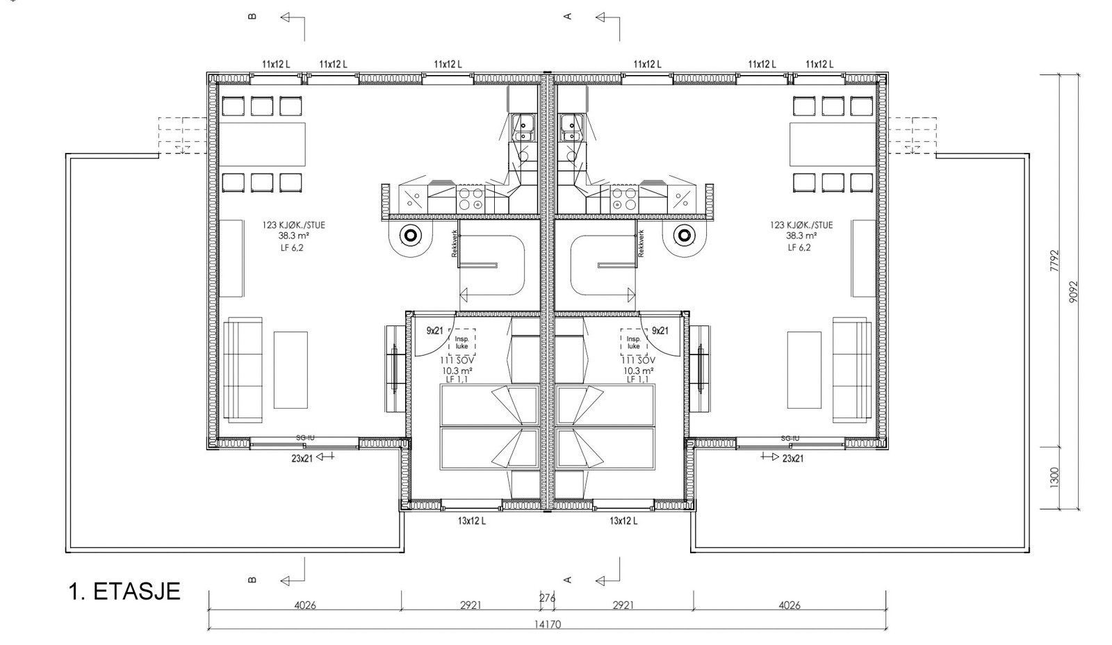 Plantegning første etasje Galleribilde