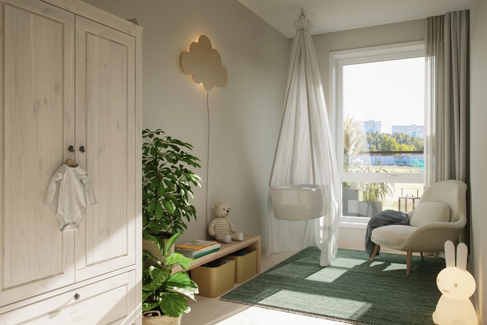 Illustrasjon av soverom i stil Mynte. Galleribilde